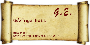 Gönye Edit névjegykártya